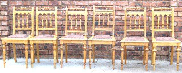 MAGNIFICENT SET OF 6 ANTIQUE BEECH WOOD CHAIRS