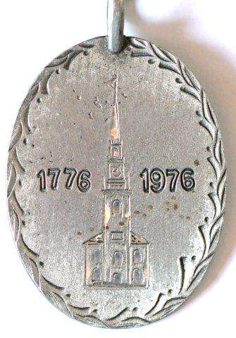 VINTAGE PEWTER PENDANT ON CHAIN - AJC SIGNED - HAND ENGRAVED