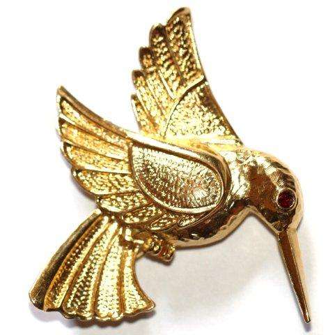 VINTAGE GOLDTONE BIRD BROOCH - RHINESTONE