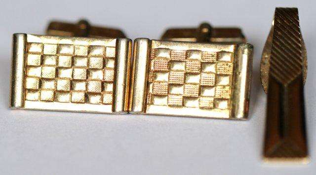 VINTAGE TIE CLIP AND CUFFLINKS SET