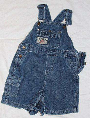 " CARTERS " SHORT DENIM DUNGAREE - 12 - 18 MONTHS