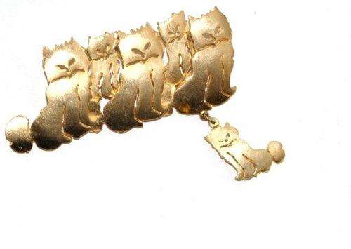 HUGE EXQUISITE DESIGNER BROOCH WITH CHARM - ULTRACRAFT USA - PERSIAN CATS
