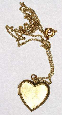 VINTAGE BRASS LOCKET - HEART SHAPED - WITH CHAIN