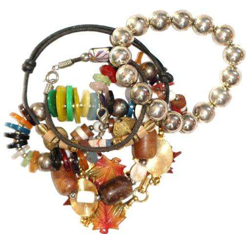 FUN LOT OF 6 COLOURFUL VINTAGE BRACELETS