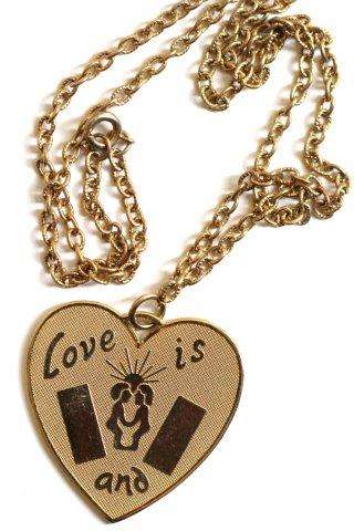 CUTE HEART SHAPED PENDANT ON CHAIN "LOVE IS" - ENGRAVABLE