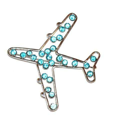 LARGE AEROPLANE BROOCH WITH RHINESTONES