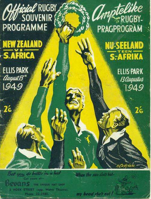 Programme Springboks vs All Blacks 1949 Ellis Park