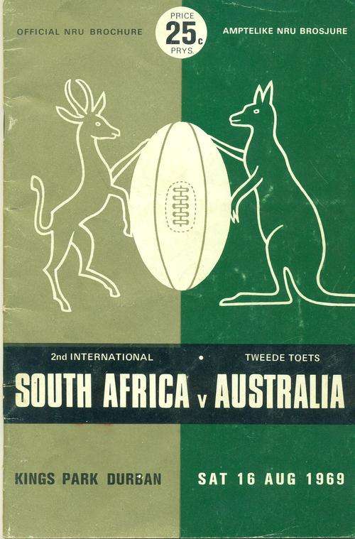Programme Springboks vs Australia 16-8-1969