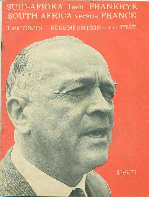 Programme Springboks vs France 21-6-1975