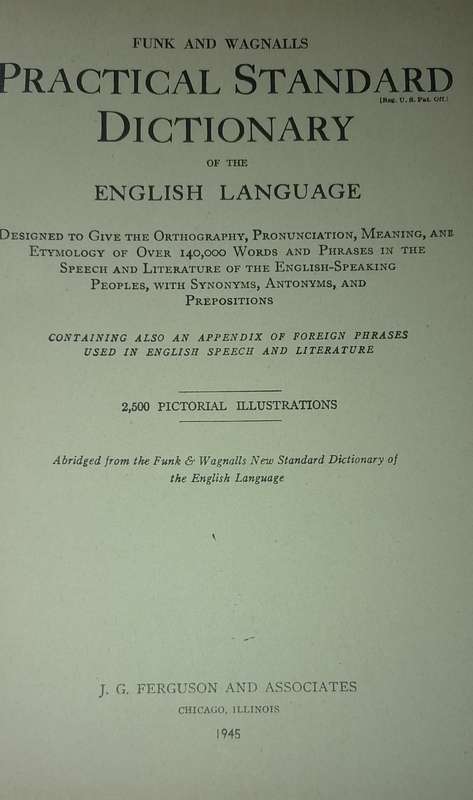 1945 FUNK N WAGNALLS PRACTICAL STANDARD DICTIONARY IN VERY GOOD CONDITION