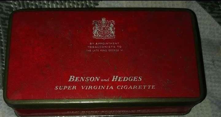 VINTAGE CIGARETTE TIN FROM THE 1950's BENSON AND HEDGES