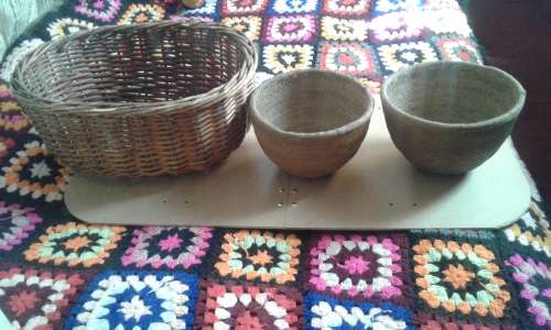 A set of 3 woven baskets for pot plants or to store anything inside