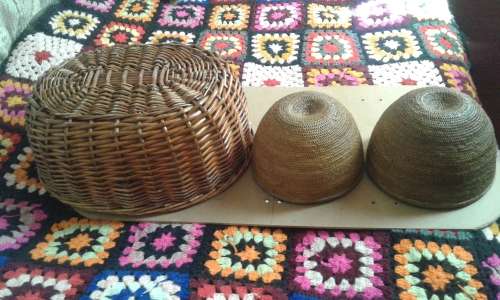 A set of 3 woven baskets for pot plants or to store anything inside