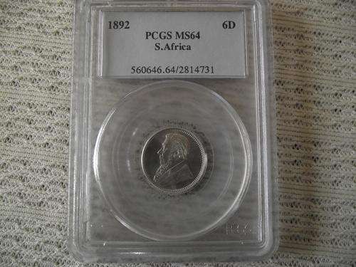 1892 ZAR 6d MS64 PCGS PRICE REDUCED TO LOWEST!!!
