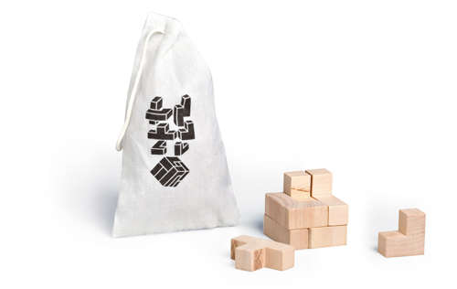 Brainbuster Wooden Puzzle Blocks including cotton storage pouch