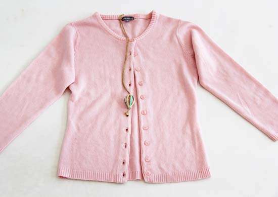 LOVELY SOFT PINK CARDIGAN AND PASTEL HOT AIR BALLOON NECKLACE!!