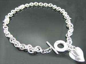 AMAZING 925 STERLING SILVER DOUBLE HEART TOGGLE CHAIN!!