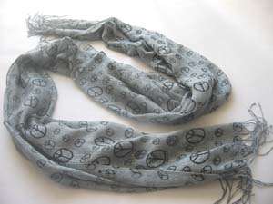 VERY FASHIONABLE GREY PEACE SIGN SCARF!!