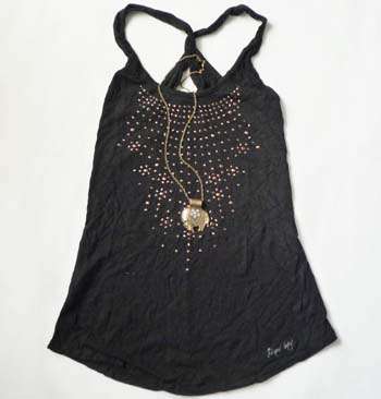 FAB SISSY BOY TOP AND BRONZE AND CRYSTAL ANIMAL NECKLACE!!