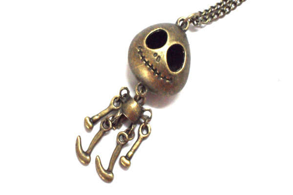 FUNKY RETRO BRONZE ALIEN PENDANT NECKLACE!!