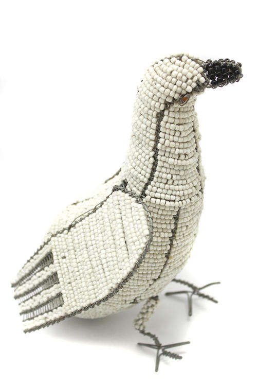 Hand Beaded Wire Pigeon