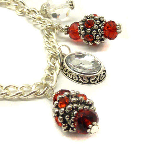 Lauren Michelle Collection Swarovski Light Siam Charmed Bracelet