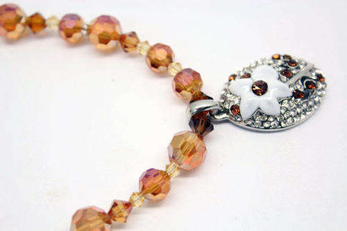 Lauren Michelle Collection Swarovski Necklace with Enamel Pendant
