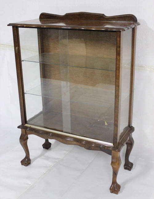STUNNING Ball and Claw Cabinet with Glass Sliding Doors and Glass Shelving