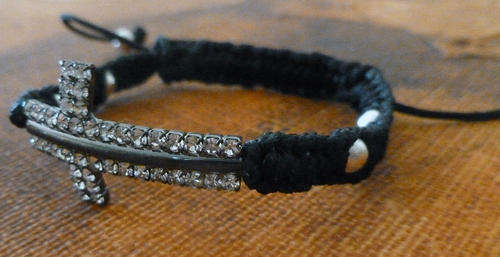 Lauren Michelle Collection With Diamante Cross Weaved Bracelet