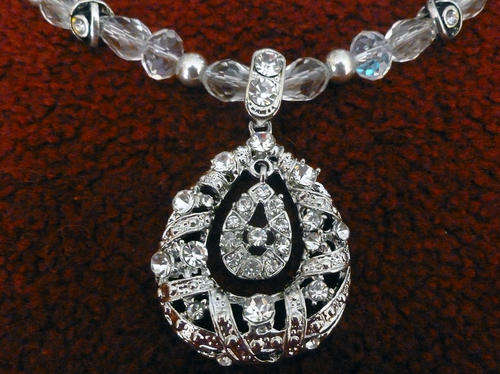 Lauren Michelle Collection Double Teardrop Diamante Pendant Necklace
