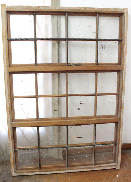 Wooden Window Pane with Burglar Bars and Glass