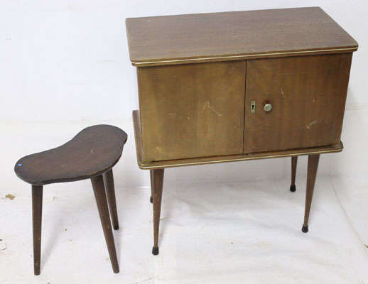 Vintage LP Record Cupboard and Cute Stool/Side Table