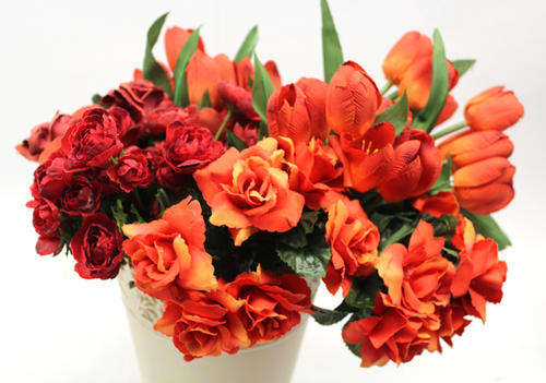 Red Silk Flower Lot