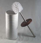2 X Ceramic Toilet Brush Holder With Mahogany Finish