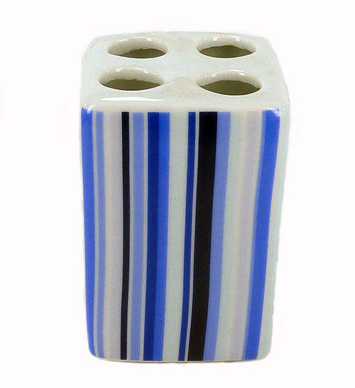 Bulk Striped Ceramic Toothbrush Holders - x 24
