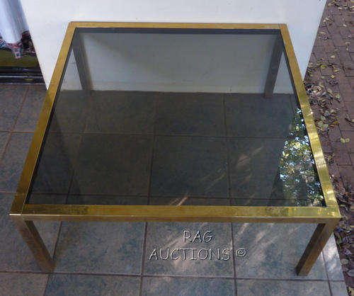 Brass Framed And Glass Top Coffee Table