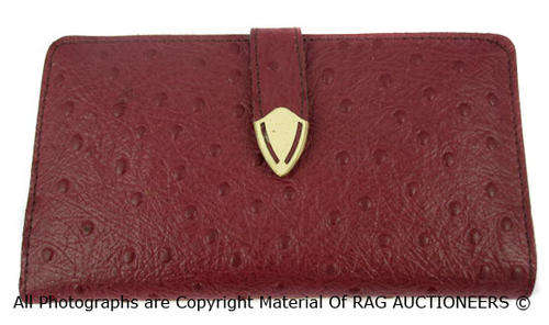 **R1000** GENUINE LEATHER Vintage Large Wine Red Ostrich Purse (Exhumed from 1980's Warehouse)