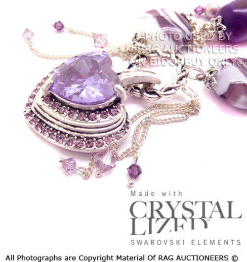 **R880** Genuine Swarovski and Agate Necklace With Diamante Heart Pendant