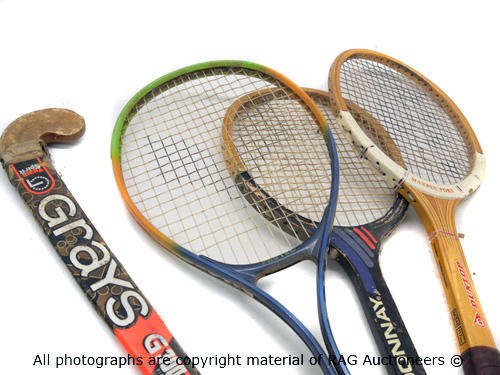 Tennis Racquet and Hockey Stick Lot