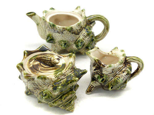 Vintage Sugar Bowl, Teapot Without Lid and Creamer Shell Shaped Set