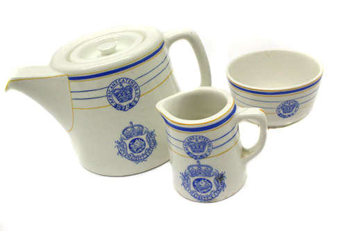 Vintage His Majesty's Cellar Tea Pot, Creamer and Sugar Basin