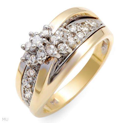 SUPERB RING WITH 0.75ctw Genuine Clean Diamonds set in Two Tone 14K Gold
