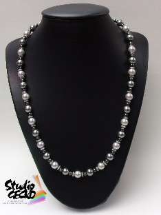 ELEGANT Pearl, Swarovski crystal & Unakite (N) Necklace designed by: Cooper & Lombard Jewellery