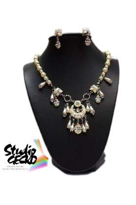 PEARL, RHINSTONE,CRYSTALS and CZ Necklace by Cooper & Lombard Jewellery