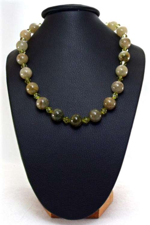 44cm Natural Grade A+ Ryolite and Crystal Necklace by Cooper & Lombard Jewelry