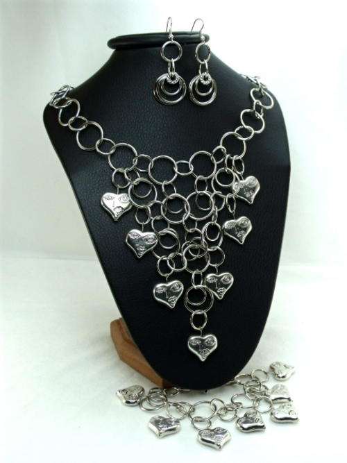 FREE MATCHING EARRINGS WITH THIS STUNNING HEART NECKLACE & BRACELET-SET by Cooper & Lombard Jewelry