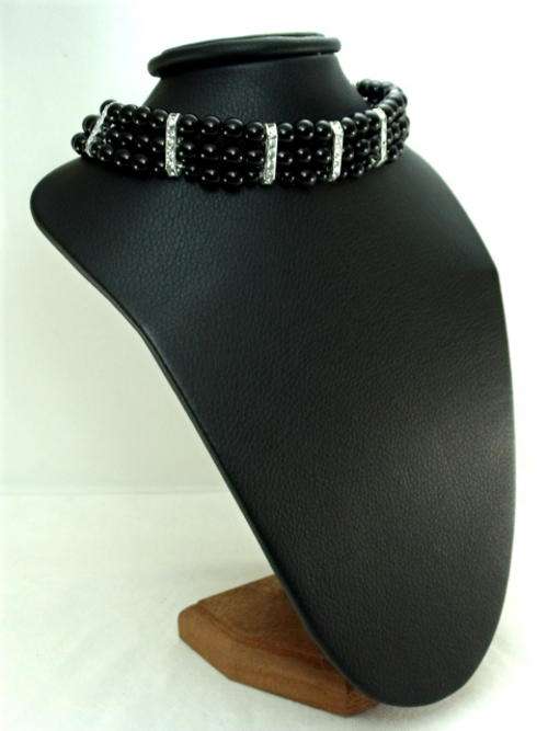 37cm Black Pearl and Diam-ante Choker Necklace by Cooper & Lombard Jewelry