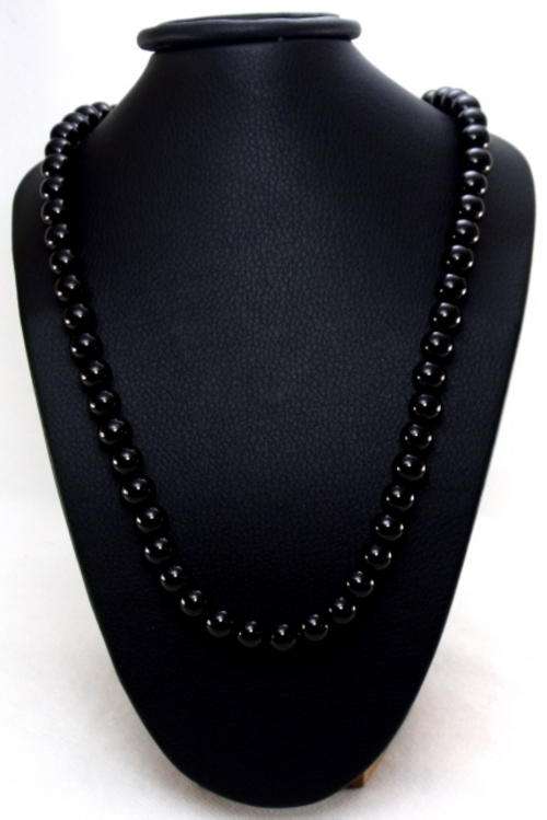 Long Strand 10mm Jet Black Pearl necklace by Cooper and Lombard Jewellry