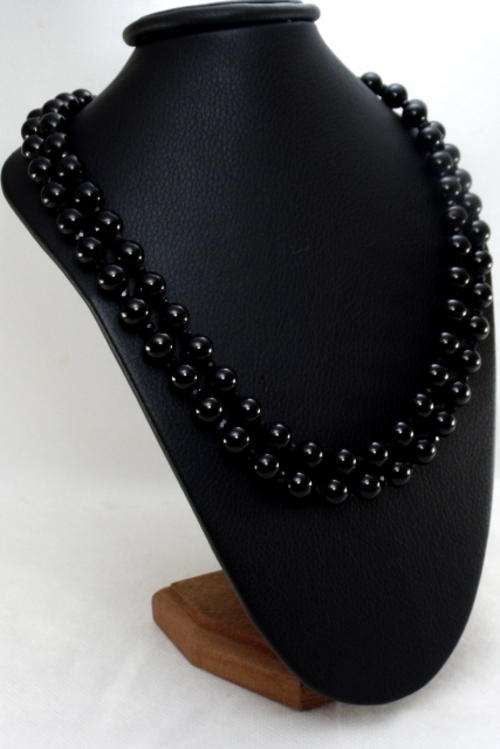 Double Strand Jet Black Pearl & Crystal Necklace by Cooper and Lombard Jewelry