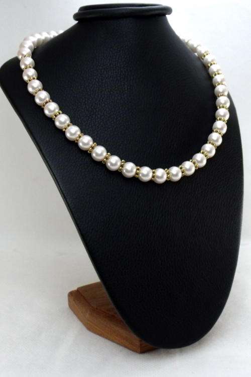46cm - 10mm Shell Colour Pearl and Gold Necklace by Cooper and Lombard Jewelry